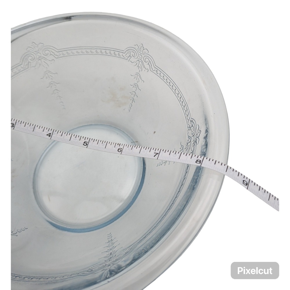 VINTAGE FIRE KING SAPPHIRE BLUE PHILBE pattern GLASS MIXING BOWL ROLLED EDGE 7" - Picture 7 of 7